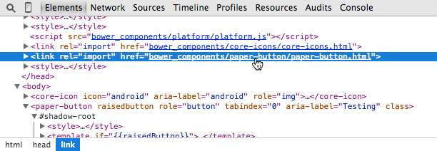 HTML import link with URL highlighted